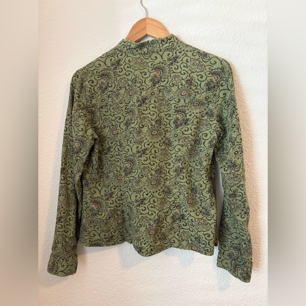 Charter Club Green Patterned Linen Blend Jacket - Picture 6 of 6